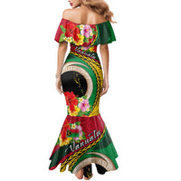 Vanuatu Tribal Boar Tusk Family Matching Mermaid Dress and Hawaiian Shirt Tropical Plants with Namele and Melanesian Pattern LT03 - Polynesian Pride
