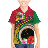 Vanuatu Tribal Boar Tusk Family Matching Mermaid Dress and Hawaiian Shirt Tropical Plants with Namele and Melanesian Pattern LT03 Son's Shirt Red - Polynesian Pride