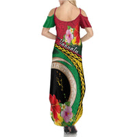 Vanuatu Tribal Boar Tusk Family Matching Summer Maxi Dress and Hawaiian Shirt Tropical Plants with Namele and Melanesian Pattern LT03 - Polynesian Pride
