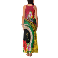 Vanuatu Tribal Boar Tusk Family Matching Tank Maxi Dress and Hawaiian Shirt Tropical Plants with Namele and Melanesian Pattern LT03 - Polynesian Pride