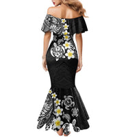 Hawaiian Plumeria Turtles Family Matching Mermaid Dress and Hawaiian Shirt Polynesian Art Tattoo LT03 - Polynesian Pride