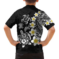 Hawaiian Plumeria Turtles Family Matching Off The Shoulder Long Sleeve Dress and Hawaiian Shirt Polynesian Art Tattoo
