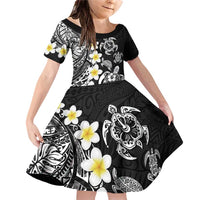 Hawaiian Plumeria Turtles Family Matching Off Shoulder Short Dress and Hawaiian Shirt Polynesian Art Tattoo