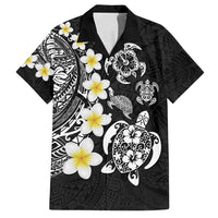 Hawaiian Plumeria Turtles Family Matching Puletasi and Hawaiian Shirt Polynesian Art Tattoo LT03 Dad's Shirt - Short Sleeve Black - Polynesian Pride