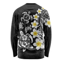 Hawaiian Plumeria Turtles Long Sleeve Shirt Polynesian Art Tattoo
