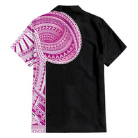 Samoan Art Tattoo Polynesian Pattern Family Matching Off The Shoulder Long Sleeve Dress and Hawaiian Shirt Pink Out Color LT03 - Polynesian Pride