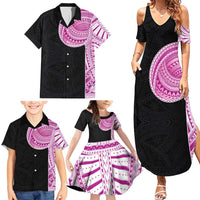 Samoan Art Tattoo Polynesian Pattern Family Matching Summer Maxi Dress and Hawaiian Shirt Pink Out Color LT03 - Polynesian Pride