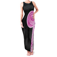 Samoan Art Tattoo Polynesian Pattern Family Matching Tank Maxi Dress and Hawaiian Shirt Pink Out Color LT03 Mom's Dress Black - Polynesian Pride