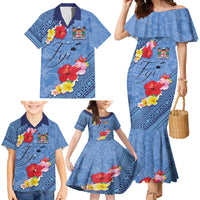 Bula Fiji Hibiscus and Plumeria Flowers Family Matching Mermaid Dress and Hawaiian Shirt Tapa Tattoo Polynesian Pattern LT03 - Polynesian Pride