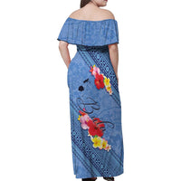 Bula Fiji Hibiscus and Plumeria Flowers Family Matching Off Shoulder Maxi Dress and Hawaiian Shirt Tapa Tattoo Polynesian Pattern LT03 - Polynesian Pride