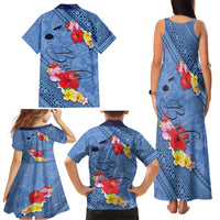 Bula Fiji Hibiscus and Plumeria Flowers Family Matching Tank Maxi Dress and Hawaiian Shirt Tapa Tattoo Polynesian Pattern LT03 - Polynesian Pride