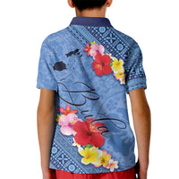 Bula Fiji Hibiscus and Plumeria Flowers Kid Polo Shirt Tapa Tattoo Polynesian Pattern LT03 - Polynesian Pride