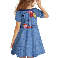 Bula Fiji Hibiscus and Plumeria Flowers Kid Short Sleeve Dress Tapa Tattoo Polynesian Pattern LT03 - Polynesian Pride