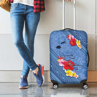 Bula Fiji Hibiscus and Plumeria Flowers Luggage Cover Tapa Tattoo Polynesian Pattern LT03 - Polynesian Pride