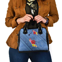Bula Fiji Hibiscus and Plumeria Flowers Shoulder Handbag Tapa Tattoo Polynesian Pattern