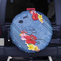 Bula Fiji Hibiscus and Plumeria Flowers Spare Tire Cover Tapa Tattoo Polynesian Pattern LT03 - Polynesian Pride