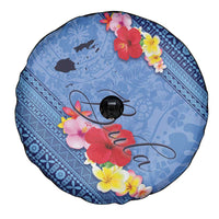Bula Fiji Hibiscus and Plumeria Flowers Spare Tire Cover Tapa Tattoo Polynesian Pattern LT03 - Polynesian Pride