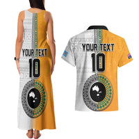 Custom Fiji and Australia Rugby Couples Matching Tank Maxi Dress and Hawaiian Shirt Aboriginal and Fijian Masi Pattern LT03 - Polynesian Pride