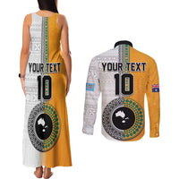 Custom Fiji and Australia Rugby Couples Matching Tank Maxi Dress and Long Sleeve Button Shirt Aboriginal and Fijian Masi Pattern LT03 - Polynesian Pride