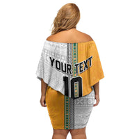Custom Fiji and Australia Rugby Family Matching Off Shoulder Short Dress and Hawaiian Shirt Aboriginal and Fijian Masi Pattern LT03 - Polynesian Pride