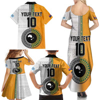 Custom Fiji and Australia Rugby Family Matching Summer Maxi Dress and Hawaiian Shirt Aboriginal and Fijian Masi Pattern LT03 - Polynesian Pride