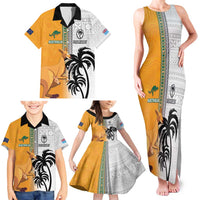 Custom Fiji and Australia Rugby Family Matching Tank Maxi Dress and Hawaiian Shirt Aboriginal and Fijian Masi Pattern LT03 - Polynesian Pride