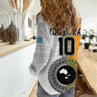 Custom Fiji and Australia Rugby Women Casual Shirt Aboriginal and Fijian Masi Pattern LT03 - Polynesian Pride