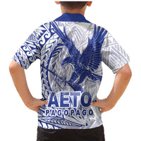 American Samoa Pago Pago Aeto Family Matching Mermaid Dress and Hawaiian Shirt Wingstyle Blue-White Color LT03 - Polynesian Pride
