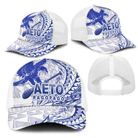 American Samoa Pago Pago Aeto Mesh Trucker Cap Wingstyle Blue-White Color - Polynesian Pride