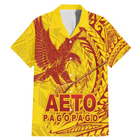 American Samoa Pago Pago Aeto Family Matching Mermaid Dress and Hawaiian Shirt Wingstyle Red-Gold Color LT03 Dad's Shirt - Short Sleeve Yellow - Polynesian Pride