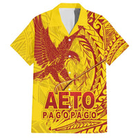 American Samoa Pago Pago Aeto Family Matching Off Shoulder Maxi Dress and Hawaiian Shirt Wingstyle Red-Gold Color LT03 Dad's Shirt - Short Sleeve Yellow - Polynesian Pride
