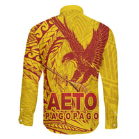 American Samoa Pago Pago Aeto Family Matching Summer Maxi Dress and Hawaiian Shirt Wingstyle Red-Gold Color LT03 - Polynesian Pride