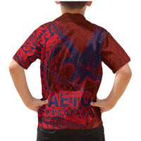 American Samoa Pago Pago Aeto Family Matching Mermaid Dress and Hawaiian Shirt Wingstyle Red-Blue Color LT03 - Polynesian Pride