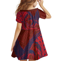American Samoa Pago Pago Aeto Family Matching Summer Maxi Dress and Hawaiian Shirt Wingstyle Red-Blue Color LT03 - Polynesian Pride