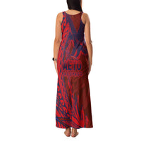 American Samoa Pago Pago Aeto Family Matching Tank Maxi Dress and Hawaiian Shirt Wingstyle Red-Blue Color LT03 - Polynesian Pride