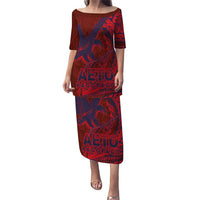 Samoa Pago Pago Aeto Puletasi Wingstyle Red-Blue Color - Polynesian Pride
