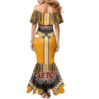 American Samoa Pago Pago Aeto Family Matching Mermaid Dress and Hawaiian Shirt Bald Eagle with Polynesian Art Tattoos LT03 - Polynesian Pride