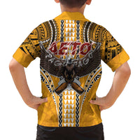 American Samoa Pago Pago Aeto Family Matching Off The Shoulder Long Sleeve Dress and Hawaiian Shirt Bald Eagle with Polynesian Art Tattoos LT03 - Polynesian Pride