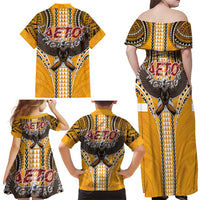 American Samoa Pago Pago Aeto Family Matching Off Shoulder Maxi Dress and Hawaiian Shirt Bald Eagle with Polynesian Art Tattoos LT03 - Polynesian Pride
