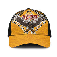 American Samoa Pago Pago Aeto Mesh Trucker Cap Bald Eagle with Polynesian Art Tattoos - Polynesian Pride