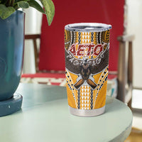 Samoa Pago Pago Aeto Tumbler Cup Bald Eagle with Polynesian Art Tattoos - Polynesian Pride