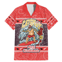 New Zealand Christmas Family Matching Mermaid Dress and Hawaiian Shirt Santa Catch The Wave Maori Pattern Retro Style LT03 Dad's Shirt - Short Sleeve Red - Polynesian Pride