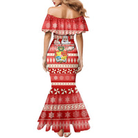 Tonga Christmas Mermaid Dress The Santa Coat of Arms with Ngatu and Snow Pattern LT03 - Polynesian Pride