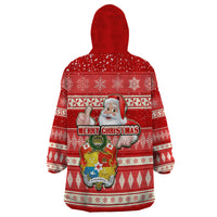 Tonga Christmas Wearable Blanket Hoodie The Santa Coat of Arms with Ngatu and Snow Pattern LT03 - Polynesian Pride