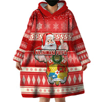 Custom Tonga Christmas Wearable Blanket Hoodie The Santa Coat of Arms with Ngatu and Snow Pattern LT03 - Polynesian Pride