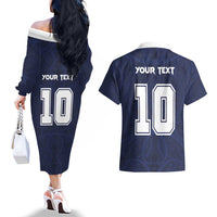 Custom Rugby Toa Samoa Couples Matching Off The Shoulder Long Sleeve Dress and Hawaiian Shirt Champions Six Eight Five LT03 - Polynesian Pride