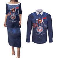 Custom Rugby Toa Samoa Couples Matching Puletasi and Long Sleeve Button Shirt Champions Six Eight Five - Polynesian Pride
