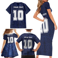Custom Rugby Toa Samoa Family Matching Short Sleeve Bodycon Dress and Hawaiian Shirt Champions Six Eight Five LT03 - Polynesian Pride