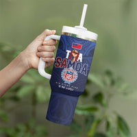 Custom Rugby Toa Samoa Tumbler With Handle Champions Six Eight Five - Polynesian Pride