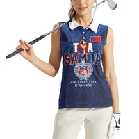 Custom Rugby Toa Samoa Women Sleeveless Polo Shirt Champions Six Eight Five - Polynesian Pride